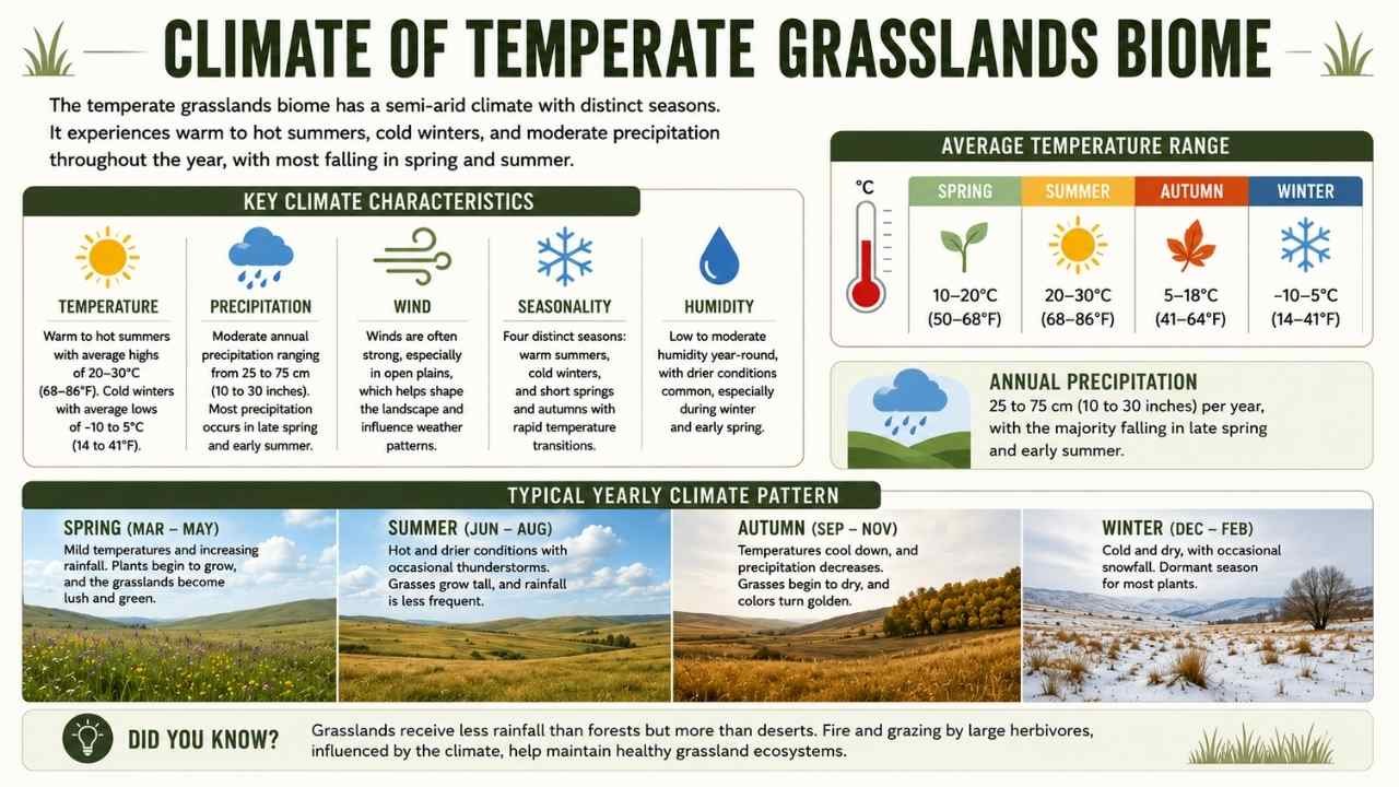 Climate of Temperate Grasslands Biome