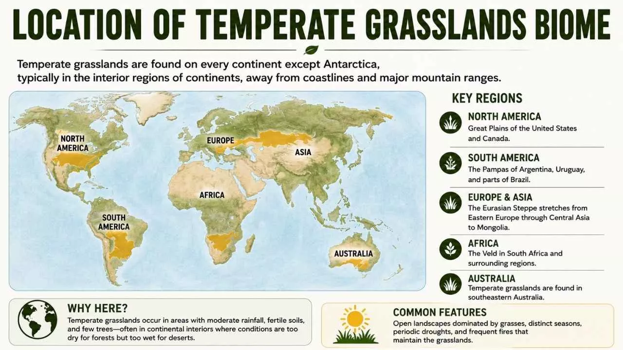 Location of Temperate Grasslands Biome