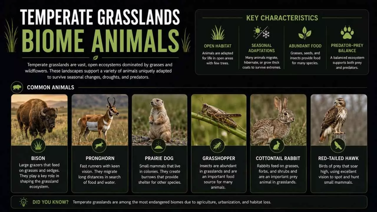 Temperate grasslands biome animals