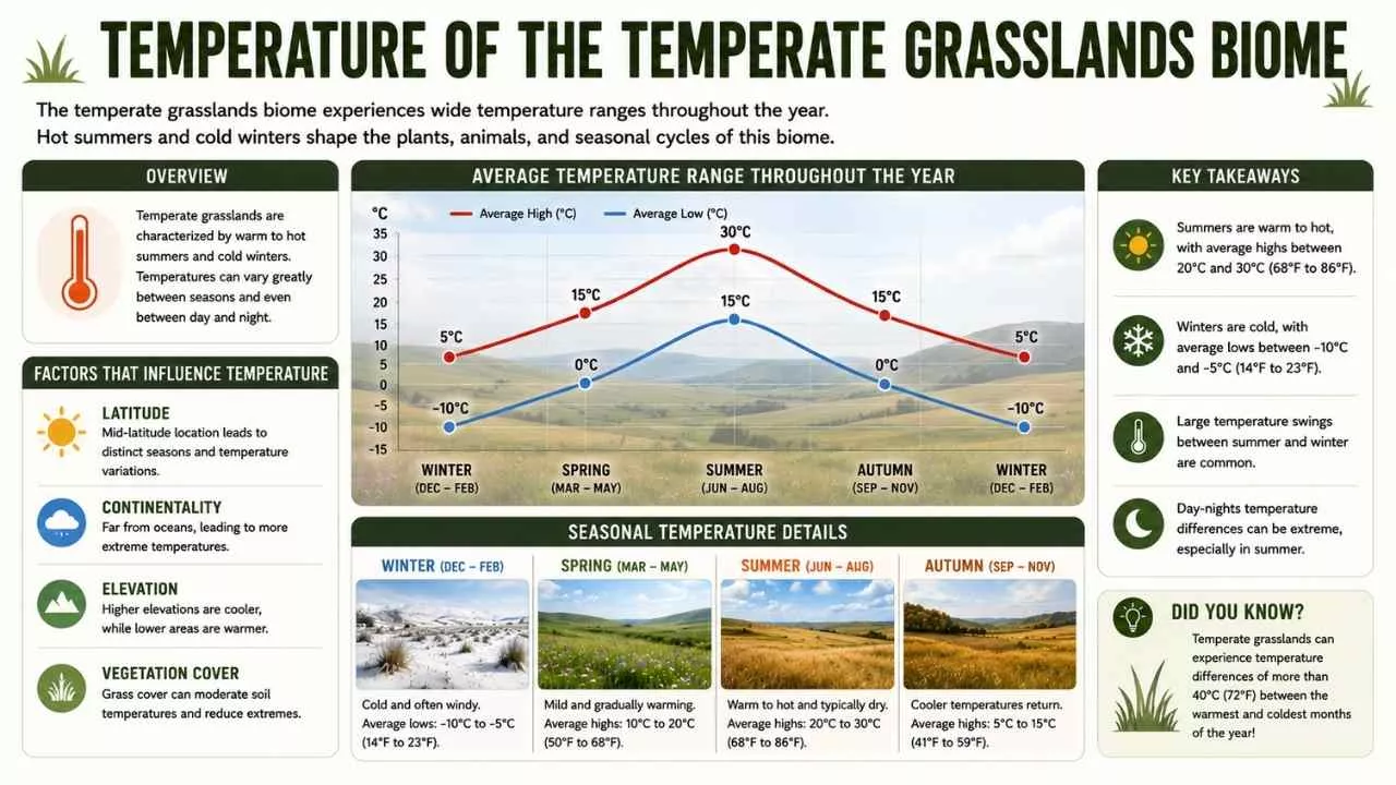 Temperature of the Temperate Grasslands Biome